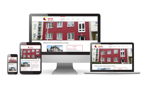 Referenz - Malermeister Kai Becker Homepage Malermeister Kai Becker, das moderne Farben und benutzerfreundliche Navigation zeigt.