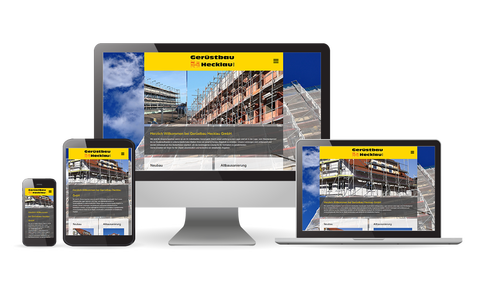 Referenz - Gerüstbau Hecklau GmbH Homepage Gerüstbau Hecklau GmbH, das moderne Farben und benutzerfreundliche Navigation zeigt.