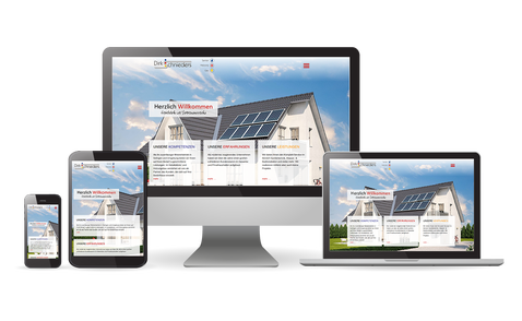 Referenz - Dirk Schnieders Heizung - Sanitär - Gas Homepage Schnieders Heizung - Sanitär, das moderne Farben und benutzerfreundliche Navigation zeigt.